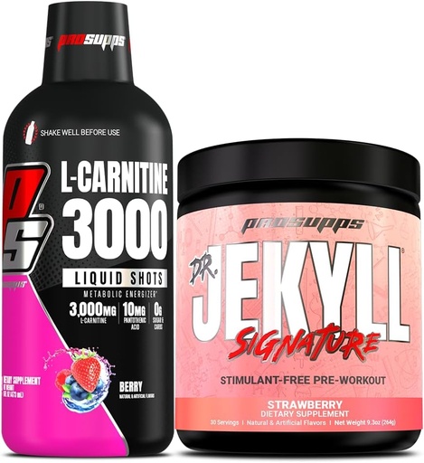 [BRSRAHA5AAIB6H33] PROSUPPS L-Карнітин 3000 Стимуюча Вільна рідка взуття (Berry) д. Jekyll Signature Intense Focus, Енергетика та насоси Pre-Workout Powder (Strawberry) Bundle