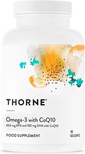 [BRSWIZ3YBAARYCTO] THORNE - Omega-3 with CoQ10 - Omega-3 Fatty Acids Supplement with CoQ10 - EPA and DHA - 90 Gelcaps