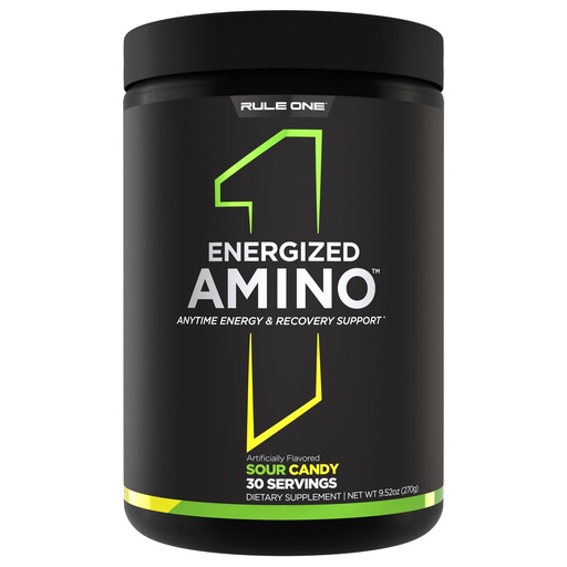 [BRSRAZTQCEHA4GTK] Rule 1 Proteins Energized Amino – Anytime Energy and Recovery Support with BCAAs, Glutamine, Citrulline, Beta Alanine, and Caffeine from Green Coffee & Tea Leaf Extracts (30 Servings, Sour Candy)