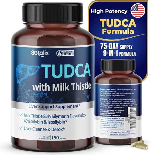 [BRSRMBA3BEHBSE3Z] TUDCA Supplement with Milk Thistle – 85% Silymarin Flavonoids – Supports Liver Wellness & Digestive Health – Made in The USA