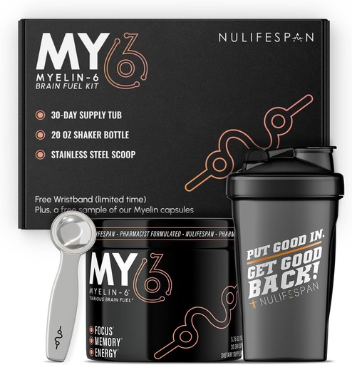 [BRSRAZIRO4CGY3T7] Myelin-6 Drink Mix - Focus Supplement & Brain Health koos AlphaSize, L-Theanine, Teakriin, Mälu ja Kognitiivne Funktsioon Support, Orange Tangerine Maitse, 30-Day (Drinkmix Pack)