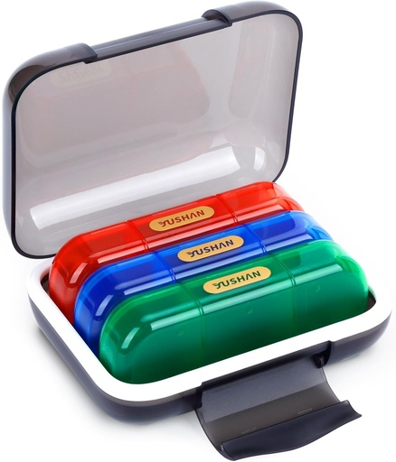 [BRSROED6C55GMFDL] YUSHAN Travel Pill Organizer 3 Times a Day Weekly, Pill Box Contains 3 Cute Medicine Organizer, Premium Material & BPA-Free Pill Case to Storage Vitamins/Fish Oil/Supplements.