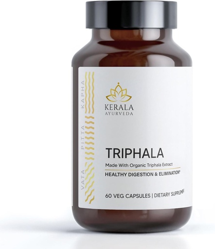 [BRSWYZINCN6BSDQ3] Kerala Ayurveda Triphala Capsules - 60 Count | Herbal Digestion and Colon Support | Antioxidant Rich | Supports Total Body Wellness | Immune System Support | Supports Cellular Rejuvenation