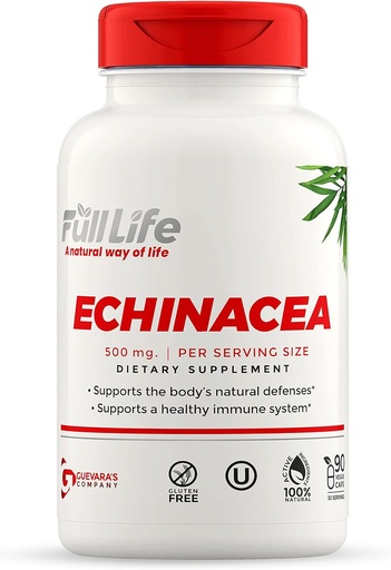 [BRSW22YRPJ6WAYL5] Full Life Echinacea Capsules - Herbal Dietary Supplements - Immune Support Supplement - Echinacea Purpurea Pills for Women and Men -Kosher, Gluten Free - 90 Veggie Capsules
