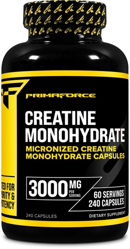 [BRSROZA6AAPB4YD5] Primaforce Creatine Monohydrate Capsules - 240 Capsules, 3,000mg per Serving, Gluten Free and Non-GMO