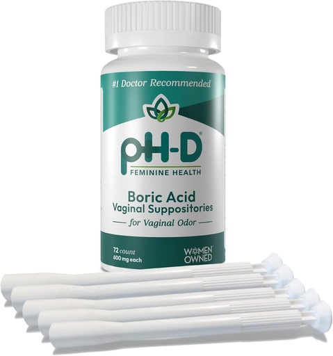 [BRSRMYYDBYCRMELV] pH-D Feminine Health Support - Boric Acid Starter Bundle - pH-D Boric Acid Vaginal Suppositories 72 Count and 5 Vaginal Suppository Applicators