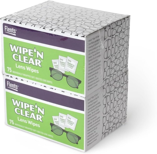 [BRSWGGL2DMPQGCDX] Flents Lens Wipes, Wipe 'N Clear, 150 Count, Pre-Moistened, Streak-Free, Safe for Glasses, Sunglasses, Gentle Cleaning, Clear Vision, Individually Wrapped for Travel & Convenience, Made in the USA
