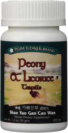 [BRSWIZQTBN6AOET4] Peony & Lagrice Teapills (Shao Yao Gan Cao Wan), 200 ct, Plum Flower