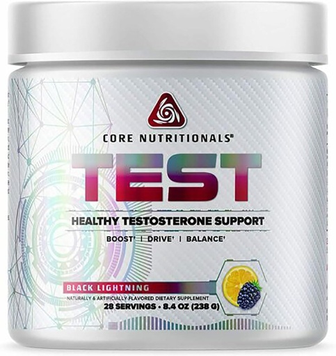 [BRSWYED2OENQOCLF] Core Nutritionals Test Vitality & Testosterone Support | with KSM-66 Ashwagandha, Calcium D-Aspartic Acid, & Pine Extract | 28 Servings (Black Lightning)