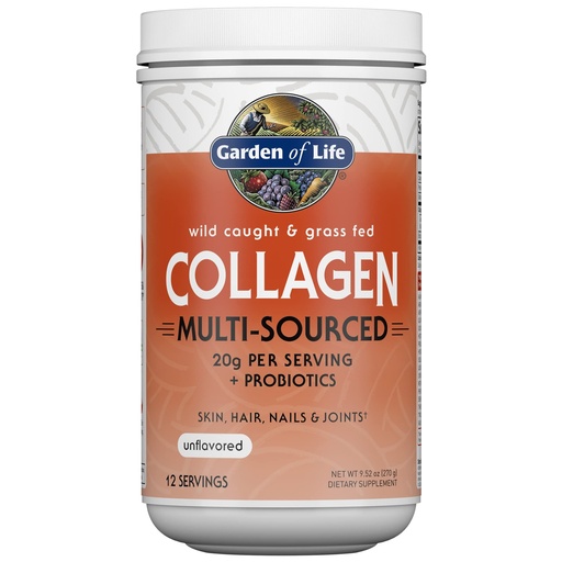 [BRSW2GIKBUMQGC37] Garden of Life Marine & Grass-Fed Collagen Peptides Powder Supplement (Type I, III) with Probiotics & BCAAs for Mobility, Joint Health, Hair, Skin & Nails - Unflavored, 20g per Serving, 12 Servings
