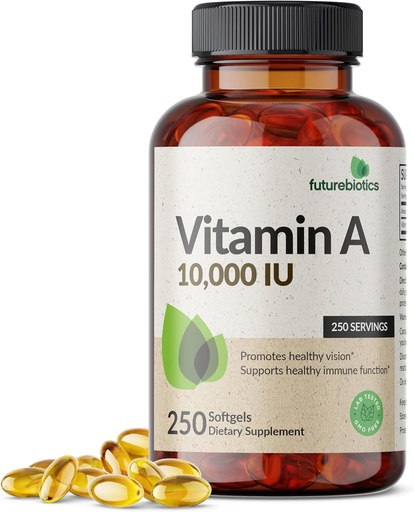 [BRSWGAYFPMPWAFLZ] Futurebiotics Vitamin A 10,000 IU Premium Non-GMO Formula Supports Healthy Vision & Immune System and Healthy Growth & Reproduction, 250 Softgels