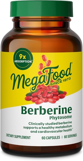 [BRSRAFA3DMMBEFLK] MegaFood Berberine Phytosome - Berberine Suplemen 550 mg Per Serving, 1100 mg Daily - 9X Absorpsi - Support A Metabolisme Sehat & Cholesterol Levels - Vegan - 60 Capsules, 30 Hari Suppply