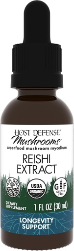 [BRSWIEA4CYDW23DO] Host Defense Reishi Extract - Heart & Immune Health Support - Mushroom supplement til støtte energi & Vitality - Reishi supplement til støtte generelt velvære - 1 fl oz (30 Servere) *