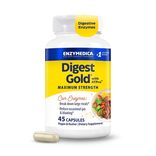 [BRSWIY33CICBKELA] Enzymedica Digest Gold + ATPro, Maximum Strength Digestive Enzymes, Helps Digest Large Meals for Instant Bloating Relief, 45 Count