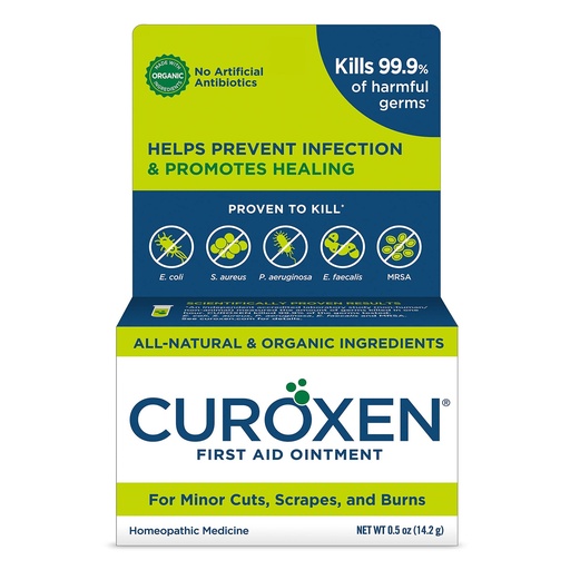 [BRSW2YAQDMPQKC36] CUROXEN First Aid Ointment for Minor Cuts, Scrapes & Burns, 0.5 Oz | Gentle, Antibiotic Free Wound Care Calendula & Oxygenated Olive Oil, All-Natural & Organic Ingredients