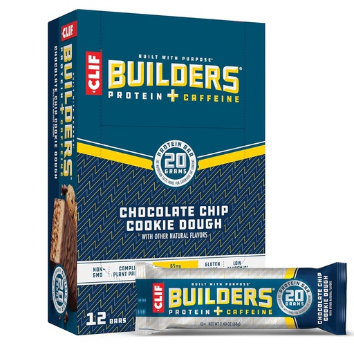 [BRSW2GIECV7GYCLP] CLIDS + Caffeine Protein Bars - Chocolate Chip Cookie Dough Flavor - 20g Plant Protein - Gluten Free - Non-GMO - Không có nhân tạo Sweeteners - 2.z.