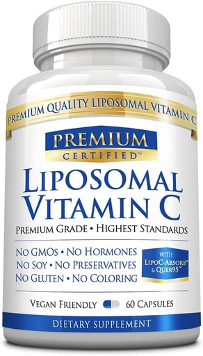 [BRSW2AT3DINQYAYY] Liposomal Vitamin C - 1100mg - 60 Capsules - Gentle on Stomach - with Phospholipids and Bioperine - Boosts Immune Function, Antioxidant Properties, and Collagen Production