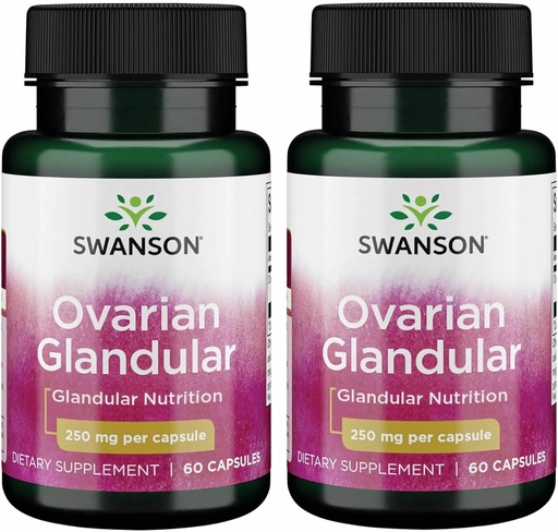 [BRSWGAAPOIHBGFI4] Swanson Ovarian Glandular - Suplemento Natural Promoción de la Salud Glandular de la Mujer &amp; Balance Support - Fuente de Premium Bovine Tissue to Support Wellness - (60 cápsulas, 250 mg cada uno) (2 Pack)