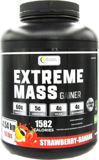[BRSW2BIZOQHBM3TH] Extreme Mass Huight Gainer Muscle Builder, 10 lb (4,54 kg) z manj sladkorja za intenzivno usposabljanje vadbe Iz visoke kalorie fortified sirotkinih beljakovin (Strawberry-Banana)