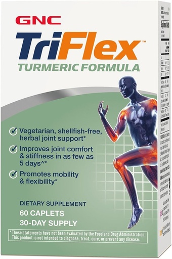 [BRSWGFAPOR5GGFDD] GNC TriFlex Turmeric Formula, Improves Joint Comfort and Stiffness, Promotes Mobility and Flexibility, 60 Caplets