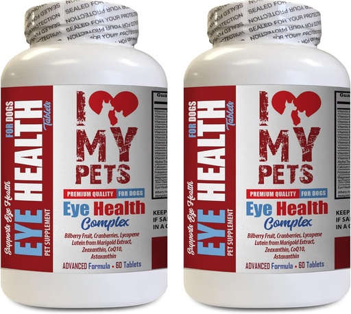 [BRSWGH3QCQBA22TH] I LOVE MY PETS LLC Dog Eye Health Supplements - Dog Eye Health Complex - Premium Formula - Vet Recommended - Dog Cranberry - 2 Bottles (120 Treats)