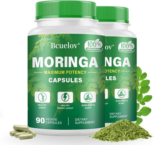 [BRSRAAL4DNYWCDI7] Moringa Capsules 2 Botellas ← 800mg Pure Moringa Powder Capsules – Apoya Energía, Apoyo Inmunitario, Gut Health, Green Superfood Contiene Vitaminas &amp; Aminoácidos
