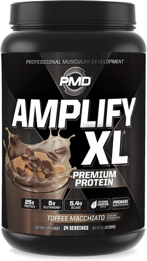 [BRSWYAQOOEHWAG3X] PMD Urheilu Vahvistus XL Premium Whey Protein Supplement Hydro Greens Blend - Glutamiini ja Whey Protein Matrix Superfood lihasten, vahvuus ja Recovery - Toffee Macchiato (24 Servings)