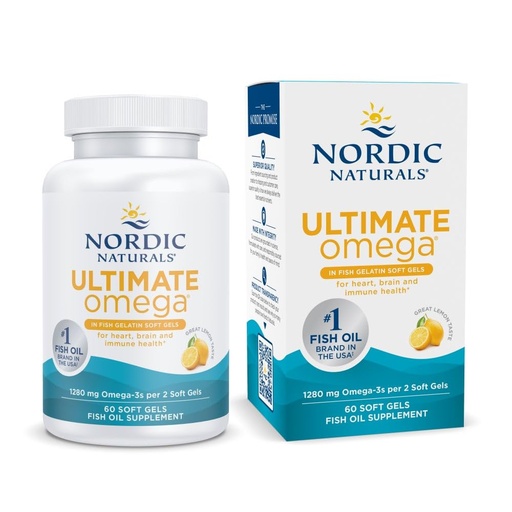 [BRSWIZQOAYPB4D3I] Nordic Naturals Ultimate Omega 3 Fish Oil In Fish Gelatin | 1280Mg EPA & DHA Supplement | Omega 3 Supplement For Pescatarian & Restricted Diets | 60 Fish Oil Lemon Flavour Softgel