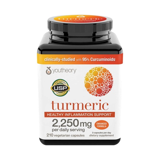 [BRSRAZA2BAFA43LU] Youthory Turmeric Healthy Inflammation Support, Enhanced Formula (2250mg per Daily Serving) 210 Count (Pack of 1)