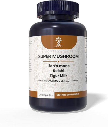 [BRSROGIDDMAQIADL] Super Mushrooms Extract, 3 Mushrooms, Lion’s Mane Mushroom, Reishi Mushroom, Tiger Milk Mushroom,Immune Support Supplement