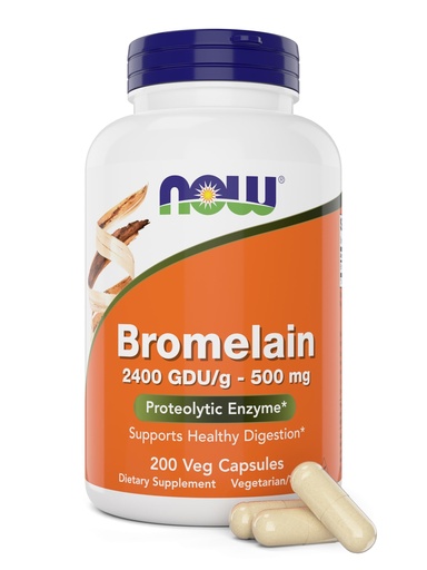 [BRSWGGQZAACAK3L7] Now Bromelain 500 mg, 200 Veg Capsules - Natural Pineapple, Proteolytic Enzyme Supplement, 2400 GDU