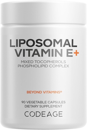 [BRSRO23QCEFR6AIY] Codeage Liposomal Vitamin E Supplement - Όλες οι τοκοφερόλες βιταμίνης Ε - 3-μηνη προσφορά - Αλφά Τοκοφερόλες, Beta, Gamma, και Delta - Λιποσωμικές Μικτές Τοκοφερόλες - Μη ΓΤΟ Φωσφολιπίδια - 90 Κάψουλες