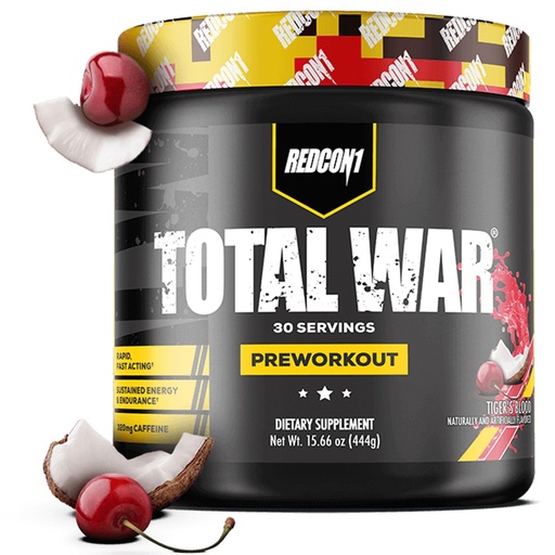 [BRSWYAQ7DEDQ4CDJ] REDCON1 Total War Pre Workout, Tiger's Blood - L Citrulline, Malic Acid, Green Tea Leaf Extract for Pump Boosting Pre Workout for Women & Men - 3.2g Beta Alanine to Reduce Exhaustion (30 Servings)