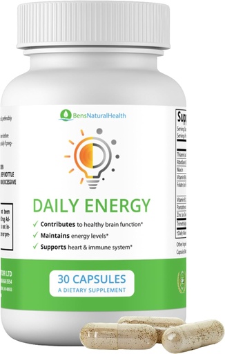 [BRSROY3QBYFRQ2T3] Ben's Natural Health Daily Energy B-Vitamin Complex mit TMG und Zink für natürliche Energie, Stress, Fokus und Immununterstützung, 30 Kapseln