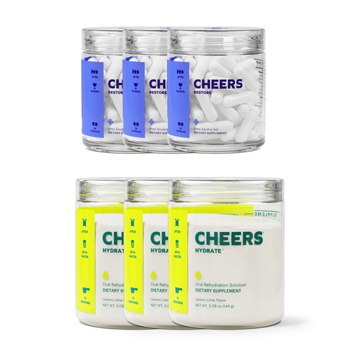 [BRSWGFQYCAGR6EY4] Cheers Classic Combo | Restore + Hydrate | Rehydrate & Feel Better After Drinking | DHM, L-Cysteine, B-Vitamins, Electrolytes | 12 Doses Each | Liver Support | Electrolyte Supplements