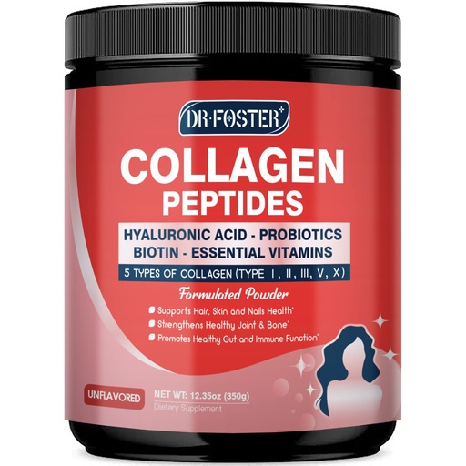 [BRSRAGIRBAHQG2DU] Multi Collagen Peptides Powder with Probiotics - Type I II III V X - Hydrolyzed Collagen Peptides with Multivitamins, Hyaluronic Acid & Biotin - Support Skin Hair Nail Joints & Gut, 35 Servings