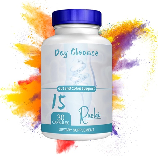 [BRSRAZYEC4JRGAD6] Ruolai 15 Day Gut Cleanse Gut and Colon Support, Detox Cleanse with Senna Leaf and Psyllium Husk, Promote Regularity, Reduce Bloating, Natural Formula