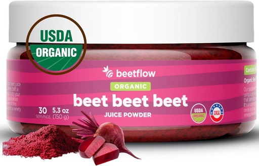 [BRSROGIRDEPWC2DP] Beet Beet Beet - Organic Beet Juice Powder Healthy Blood Pressure, Cholesterol - Pure USA Grown - No Additives or Flavors-Superfood Supplement - Nitric Oxide Boosting Nutrients (30 Servings)