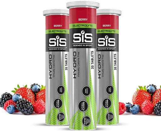 [BRSWYGIPCAMQACDG] Tablety SIS Electrolyte pre hydratáciu, Electrolytový drink pre vylepšenú hydratáciu, vytrvalostné karty pre beh, cyklistiku, triatlon, Vegan, bezlepkový lepok - Berry - 20 tabliet - 3 balenia