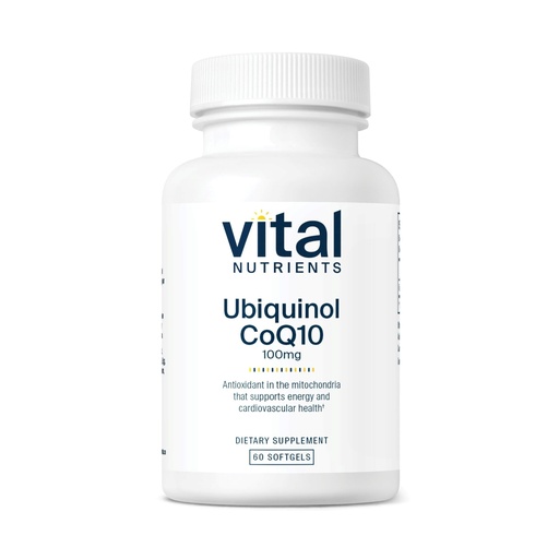 [BRSWIZQOBQJRW2TC] Vital Nutrients Ubiquinol CoQ10 100mg - Activated Form of Coenzyme Q10 - Potent Antioxidant to Support Cardiovascular and Brain Health* - Gluten and Dairy Free - 60 Vegetarian Softgels