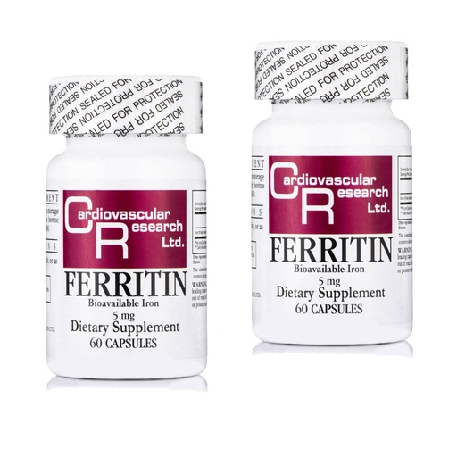 [BRSW2AAHAUBGG2DZ] Cardiovascular Research Ferritin Iron Supplement for Women and Men 5 mg 120 Capsules - 2 Pack Saver