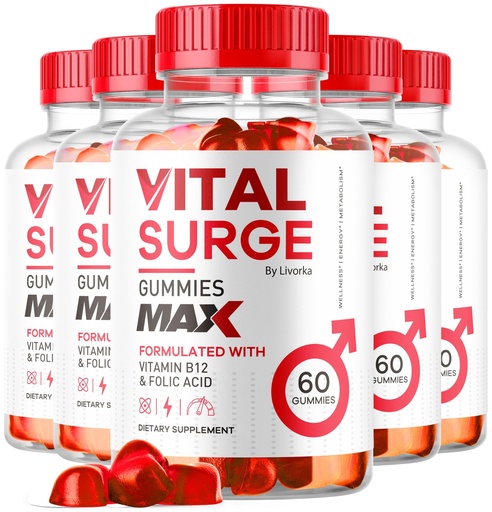 [BRSRAGT7AADRMHLV] (5 Pack) Vital Surge MAX, VitalSurge Gummies MAX for Men Support, 1050 MG Advanced Max Strength Formula, Male Performance, Vital SurgeMAX Mens