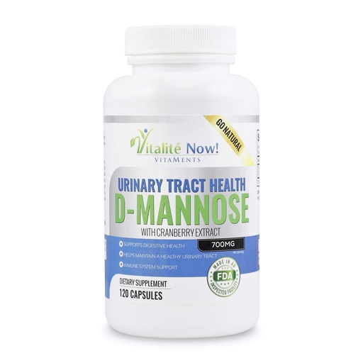[BRSWGHA5OQAW22QY] High Strength Pure D-Mannose with Cranberry Extract for Natural Urinary Tract Infections and UTI Support - Digestive Health - Immune System Support - 700mg - Non-GMO - 120 Pills