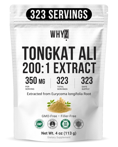 [BRSROHTQCAJQKCL3] WHYZ Tongkat Ali Extract Powder, Pure Longjack 200:1 Extract Eurycoma longifolia, Unflavored Herbal Powder, Easy Mix Supplement for Daily Routine, Suitable for Men & Women, 113g (4 oz)