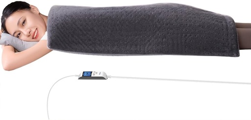 [BRSROCTYAEPWE2TU] Boncare® 17"x33" Extra Large Heating Pad for Back Pain Relief & Period Cramp Without Auto Shut Off & 5 Auto Shut-Off Timers, 6 Heat Levels 9 Hr Auto Off and 12.6ft Cord Bed Foot Warmer(Gray)