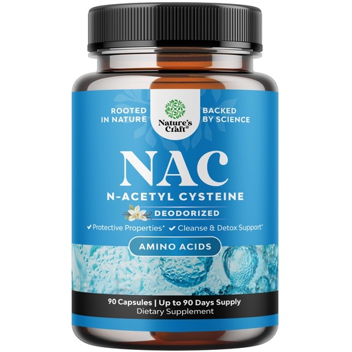 [BRSRMAANA4DR6FYZ] Natures Craft NAC Supplement N-Acetyl Cysteine - Vegan High Absorption NAC 600mg per Serving Capsules - Glutathione Precursor for Liver Cleanse Detox & Repair Plus Lung Health - 90 Count