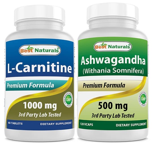 [BRSRMBICAV5BODL6] Best Naturals L-Carnitine 1000mg & Ashwagandha Extract 500 Mg