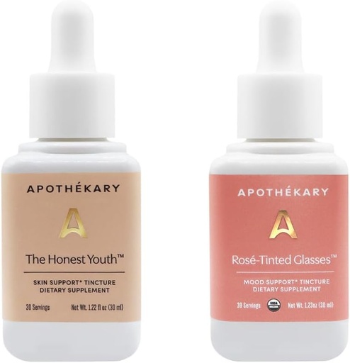 [BRSRAA33OQBB6A3F] Apothékary Beauty Duo, Bylinný dodatek Bundle, Rose Tinted brýle a poctivá mládež