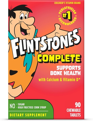 [BRSRAGQTCEOQ4D3D] Vitaminas de Flintstones, Tablets de Chewable Multivitaminas, 90 Condes