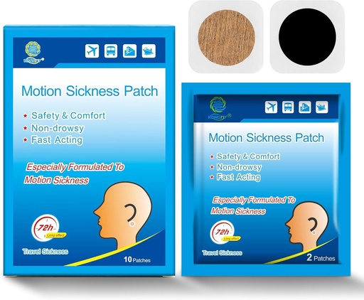 [BRSRMCQHBUJQM3L4] KONGDY 10 Counts Motion Sickness Patches for Kids Adults, Seasick Patch for Cruise from Travel with Waterproof and Non Drowsy, Sea Sickness Patches Behind Ear